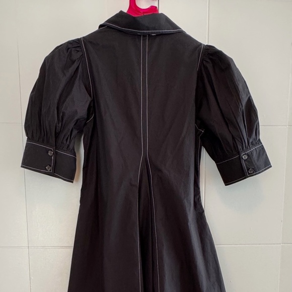 GANNI Black Cotton Poplin V-Neck Dress - ‘NEW’ EU 36 (US 6) - Picture 4 of 8